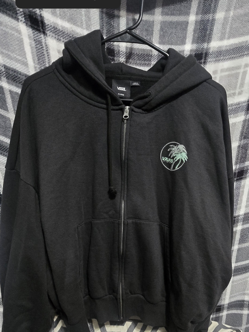 Vans Black Zip-Up Hoodie with Palm Logo